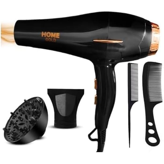 Home Gold 3000 Hair Dryer - Superior Drying Performance with Multiple Settings, Ionic Care and Overheat Protection (HG-699 (Black)), 3000.0 Watts - Image 3